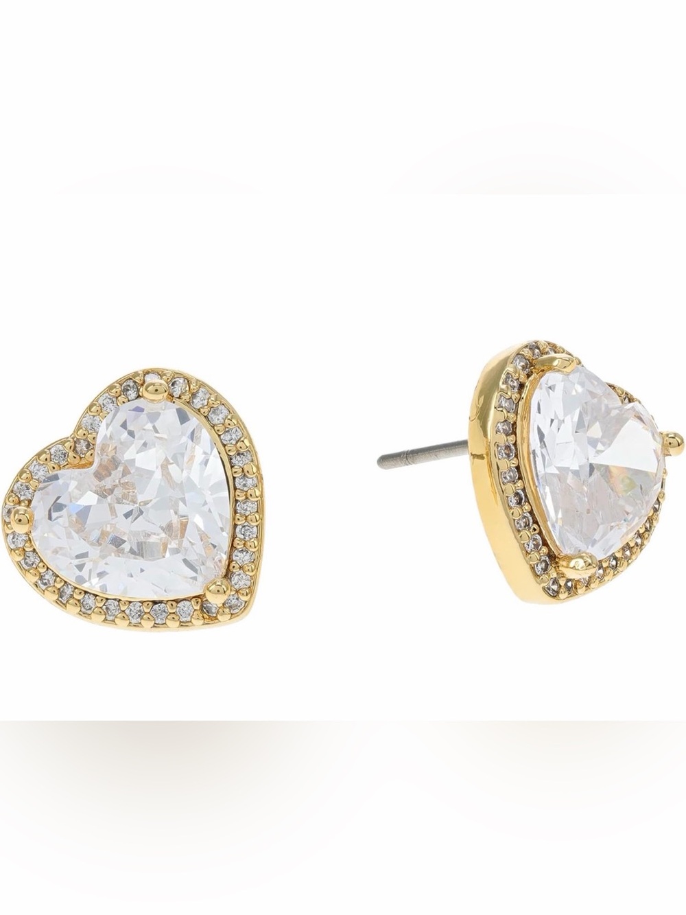 kate spade Gold Heart Halo Crystal Stud Earrings